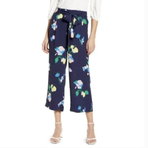 Petite Damen Halogen Wide Leg Crop Hose - Navy Floral Größe XS - Bild 1 von 7