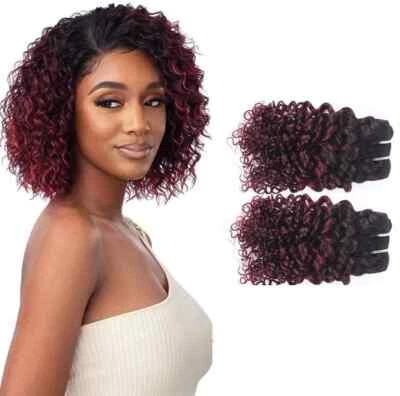 100% Peruvian Human Hair 8" Deep Wave  Short Curly Hair Weave in Weft 2 pcs - Image 1 of 4