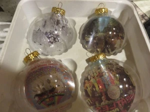 Hand Made BEATLES Christmas Balls Vintage Set 3 Album Covers - Picture 1 of 6