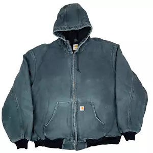 Chaqueta de Trabajo Carhartt Azul Con Capucha Pato Lona Forrada Para Hombre Talla 4XL Alta - Imagen 1 de 24
