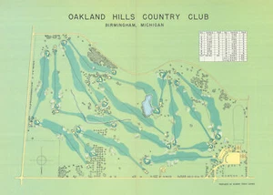Oakland Hills Country Club Michigan Robert Trent Jones golf course plan 1954 map - Picture 1 of 1