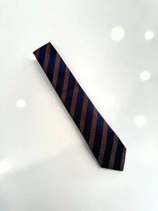 RECENT Isaia 7-Fold Blue Red Stripe Neck Tie Silk Italy - Picture 1 of 4