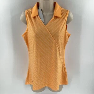 Adidas Golf Women’s Sleeveless Collared Shirt Polo Orange Size Medium New 756 - Picture 1 of 11