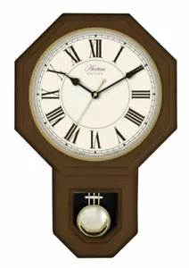 More details for acctim woodstock dark wood effect pendulum wall clock