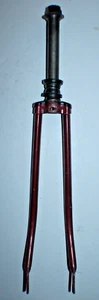 Vintage Road Bike Fork 27" 1" Threaded 200mm Red Lugged Steel Fast USA Shipper - Picture 1 of 16