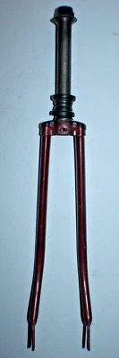 Vintage Road Bike Fork 27" 1" Threaded 200mm Red Lugged Steel Fast USA Shipper - Image 1 of 4