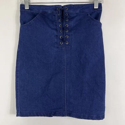Falda lápiz vaquera Forever 21 para mujer pequeña por encima de la rodilla ligera denim lavado oscuro Foto 1 de 4
