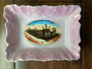 Vtg Lusterware Small Trinket Dish Million Dollar Pier Atlantic City NJ Souvenir - Picture 1 of 11