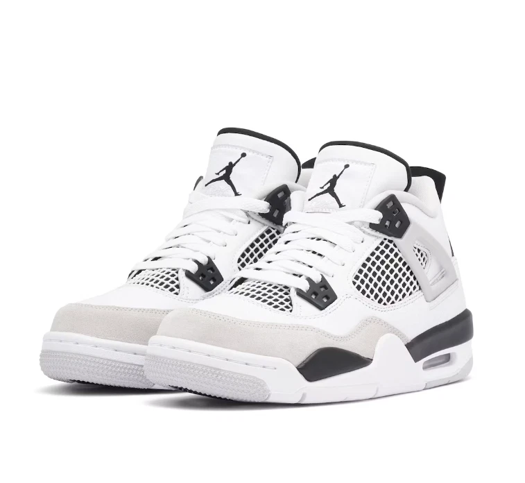 Air Jordan 4 Retro Baskets pour Homme - Blanc/Gris Neutre/Noir, EU 43