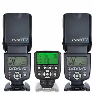 YONGNUO 2 X YN560 IV Flash+YN560-TXII Speedlite Controller Trigger Kit for Nikon - Picture 1 of 12