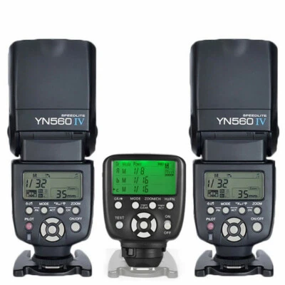 2X YONGNUO YN560 IV Flash Speedlite + YN560-TX II Controller Trigger for Nikon - Image 1 of 4