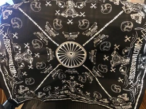 RUSS BROWN LAW MOTORCYCLE WESTERN BANDANA 20x21 100% COTTON BLACK BIKER HANKY - Picture 1 of 1