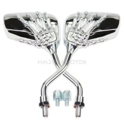 Chrome Skull Rearview Mirrors For Honda VTX 1300 1800 TYPE R S N F T RETRO - Image 1 of 4