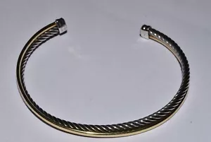 David Yurman Crossover Bracelet Sterling Silver with 18K Yellow Gold, 3mm Size L - Picture 1 of 5