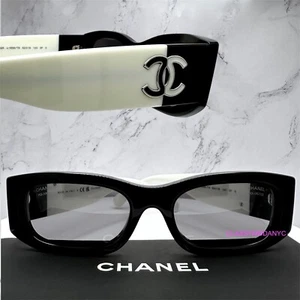 CHANEL Sunglasses New Polarized Rectangle Black White CC Logo Authentic - Picture 1 of 18