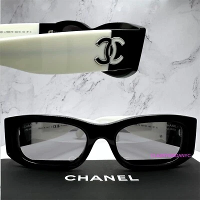 Gafas de sol CHANEL nuevas polarizadas rectangulares negras blancas logotipo CC auténticas Foto 1 de 4