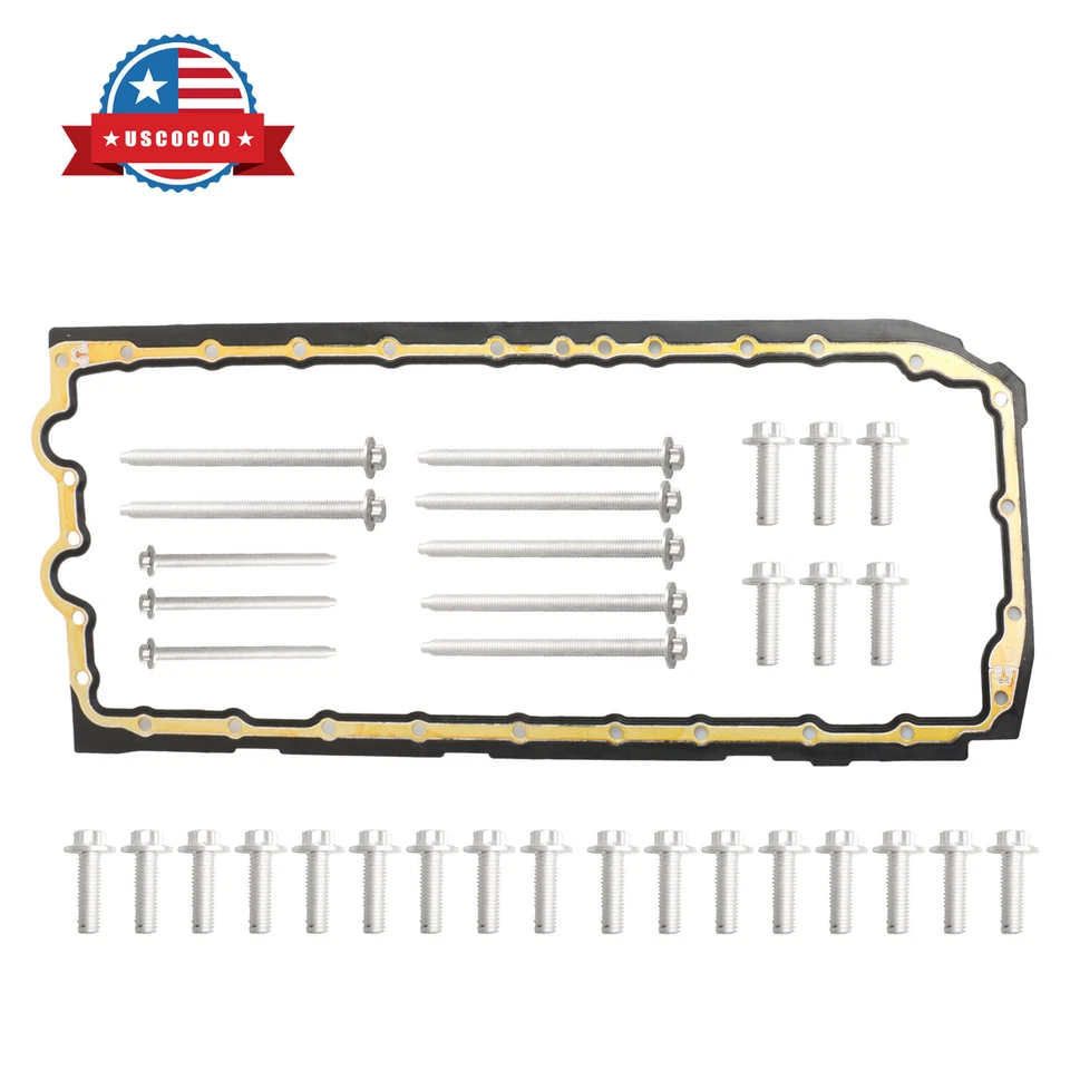 Engine Oil Pan Seal Gasket & Bolt Set for BMW 1 3 5 6 7 M2 M3 M4 M6 X3 X5 - Image 1 of 4