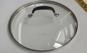 Simply Calphalon Replacement Lid Glass Black Handle 9.8" Inner Rim 10.5" Outer - Picture 1 of 5
