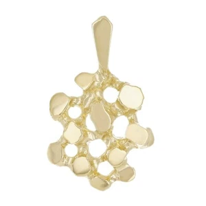 14k Yellow Gold Solid Free Form Nugget Charm Pendant 24mm x 14.8mm 3.3 grams - Picture 1 of 3