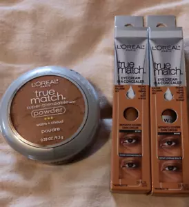 L'Oreal Paris True Match W 7-8 Eye Cream Concealer W8 Warm Creme Cafe Powder Lot - Picture 1 of 7