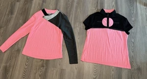 Jamie Sadock 2pc Pink Black Short Sleeve Long Sleeve Top Shirt Women’s Size XS - Picture 1 of 12