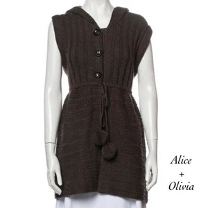 Alice + Olivia Barley ärmelloser Wollpullover mit Kapuze und Bommel Neu mit Etikett Größe S - Bild 1 von 12