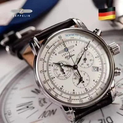 Relojes informales para hombre con correa de cuero de moda de lujo zeppelín dirigible de negocios Foto 1 de 4