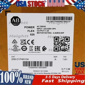 Sealed AB 25B-D1P4N104 PowerFlex 525 0.4kW (0.5Hp) AC Drive US Free Tax - Picture 1 of 5