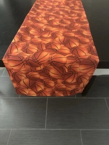 TABLE RUNNER BASKETBALLS 72 x 12 Kids Children LINED Topper Man Cave Sports RV - Picture 1 of 3