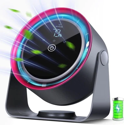 Rechargeable Desk Fan 5 Speeds Quiet Strong Airflow Small Display Portable Table - Image 1 of 4