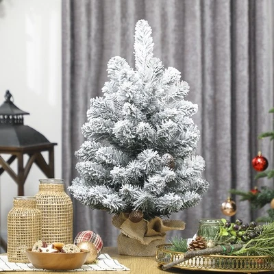 HOMCOM Mini Künstlicher Weihnachtsbaum 60 cm Tannenbaum künstlich mit Schnee - Bild 1 von 4