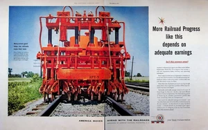 1957 Association of American Railroads Vintage 2-Page Print Ad Classic Train Art - Picture 1 of 3