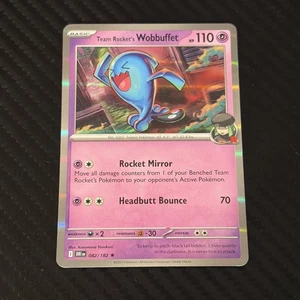 Pokemon Destined Rivals TCG Team Rockets Wobbuffet #082 Holo Trading Card - Picture 1 of 2