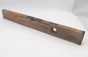 Vintage Wooden Level #3 Stanley Rule & Level Co 26" Brass Plate and End Caps - Picture 1 of 15