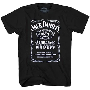 Jack Daniels Whiskey Old No. 7 Tennessee Label Adult T-Shirt - Picture 1 of 6