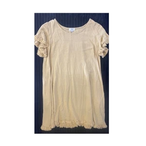 Umgee – Women’s Knee-Length Dress – Yellow Fringe Hem Linen Blend – Size Small - Picture 1 of 4