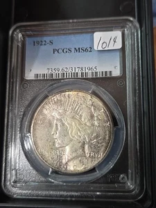 1922-S Peace Dollar PCGS MS62 Better Date $1 Flashy Luster - Bild 1 von 2