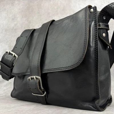 Bolso de hombro mensajero de cuero John Varvatos negro estilo clásico para hombre’s Foto 1 de 4