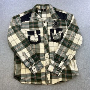 Red Ape Shirt Mens Medium Green Brown Plaid Long Sleeve Collared Button Up - Picture 1 of 11
