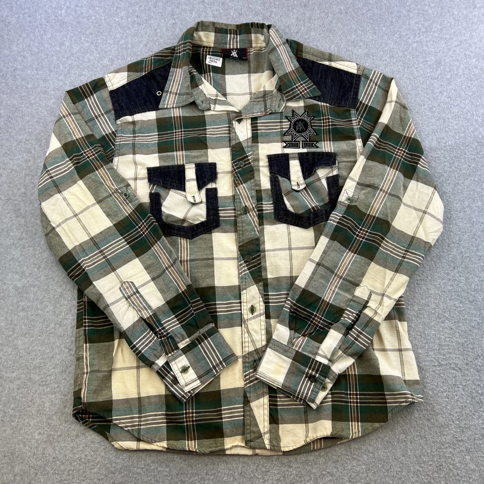 Red Ape Shirt Mens Medium Green Brown Plaid Long Sleeve Collared Button Up - Image 1 of 4