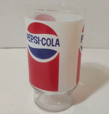 Vidrio Pepsi Cola Vintage 10 OZ Años 80 Vidrio Pepsi Rojo Blanco Azul Envuelto Logo Foto 1 de 4