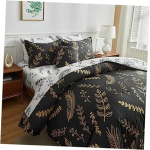 Reversible Queen Comforter Set, Bed in a Bag Queen 8 Pieces Queen-7pieces Black - Picture 1 of 7