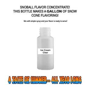 CLEAR ICE CREAM SYRUP MIX SHAVED ICE / SNOW CONE Flavor GALLON CONCENTRATE #1 - Picture 1 of 1