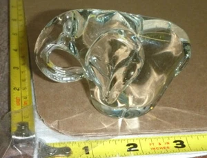 Pisapapeles/Figura de Colección Vidrio Artístico CLARO ELEFANTE Tronco Down - MCM ~3""L x 21⁄4"H - Imagen 1 de 7