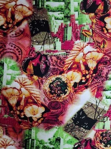 Green Floral Print soft rayon cotton Fabric tela Algadon 45” W Sold By The Yard - Picture 1 of 9