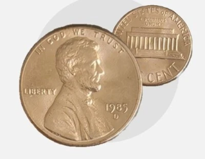 1985 D Lincoln Cent Red M.S. Condition  - Image 1 of 4