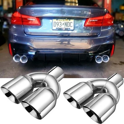 Para Serie 5 M550i 550i 2.5" a 3.5" Doble Escape Punta Cuádruple Doble Pared Pulido Foto 1 de 4