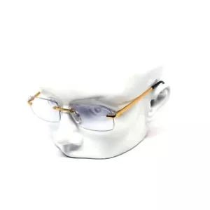 Rimless Sunglasses Men Rectangle Blue Lens Gold Frame Fashion Shades Hip Hop New - Picture 1 of 3