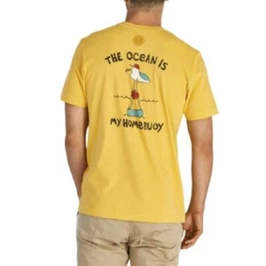 Life Is Good Men Crusher T-Shirt The Ocean is my Homebuoy Yellow XL - Picture 1 of 9