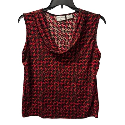 Kathy Ireland Womens Red & Black Houndstooth Sleeveless Top Size XL - Image 1 of 4